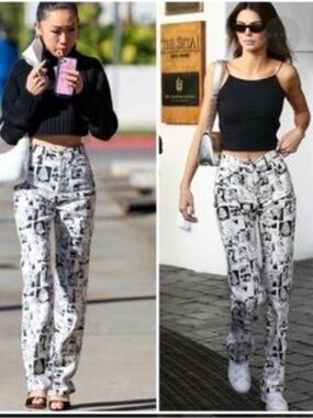 REFORMATION JEAN Comic Newprint High Rise Straight leg